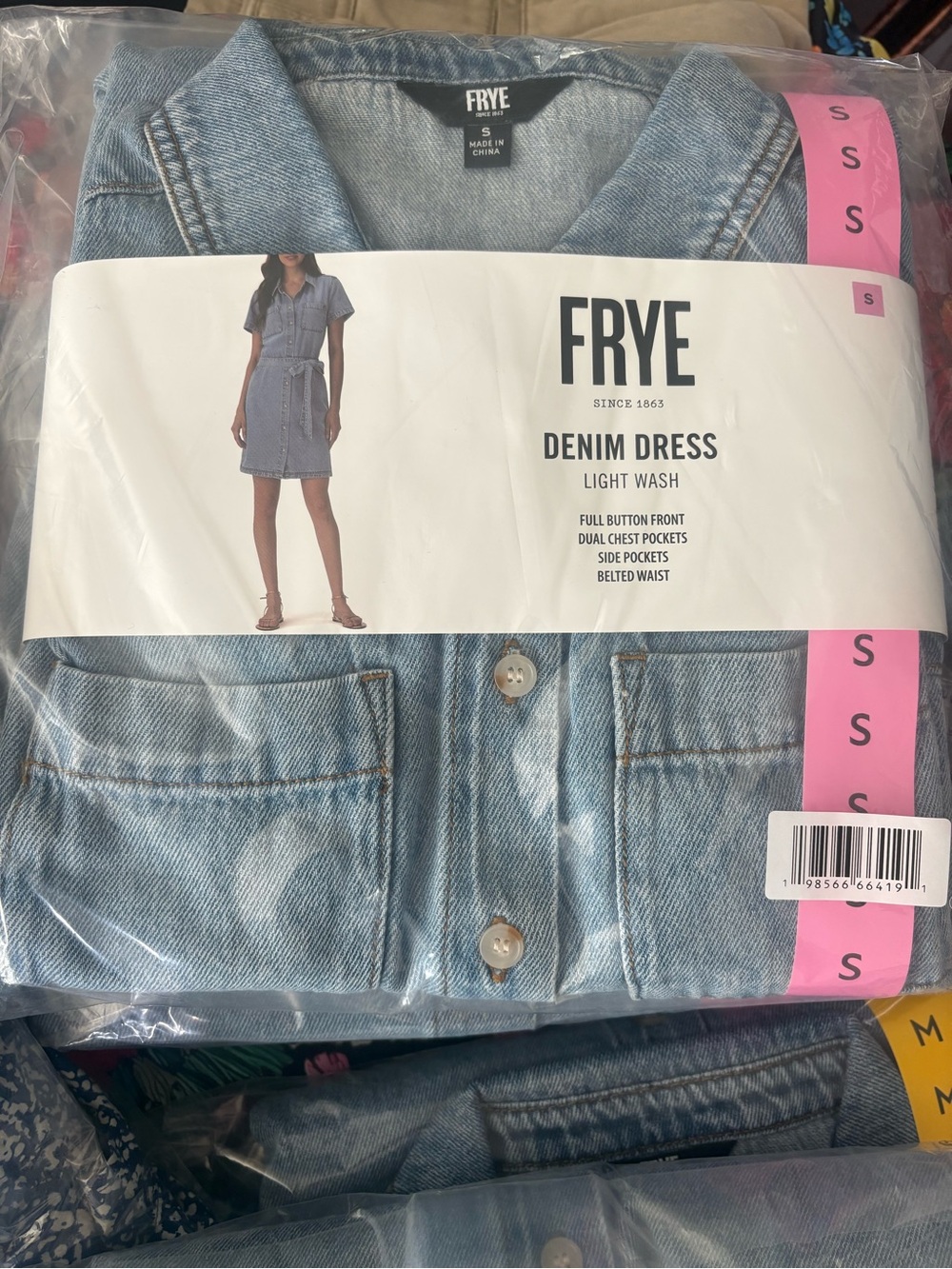 FRYE Light Wash Denim Shirt Dress - Blue